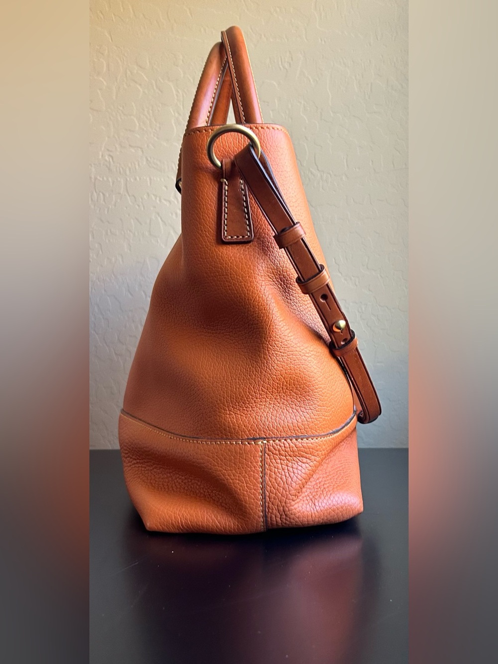 Dooney & Bourke Orange Leather Tote Bag - Picture 2 of 9